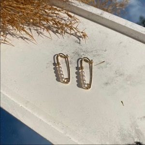 Fleur Pearl Safety Style Pin Earrings